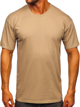 Бежева бавовняна чоловіча футболка без принта Bolf B459