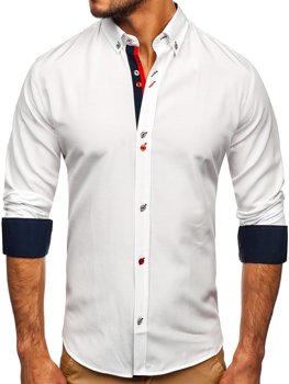 Біла чоловіча сорочка з довгим рукавом Bolf 20710