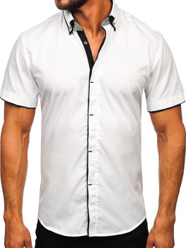 Біла чоловіча сорочка з коротким рукавом Bolf 19602