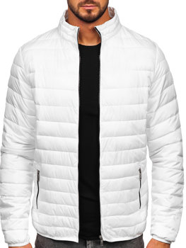 Біла чоловіча стьобана демісезонна куртка Bolf R9002