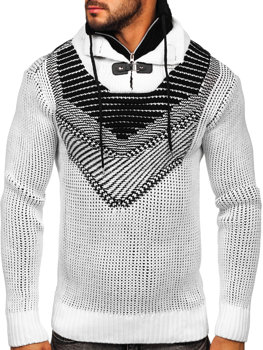 Білий товстий чоловічий светр з коміром-стійкою Bolf 2027