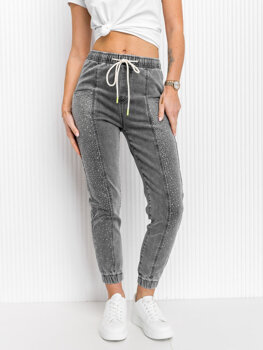 Графітові жіночі джинси mom fit з блискітками Bolf BF108
