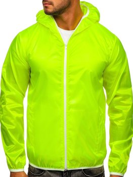 Жовто-неонова чоловіча демысезонна куртка-вітровка з капюшоном BOLF 5060