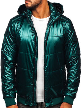 Зелена чоловіча стьобана демісезонна спортивна куртка Bolf 2143