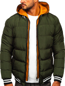 Зелена чоловіча стьобана зимова куртка Bolf 6900