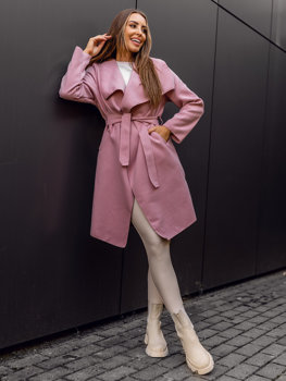 Рожеве довге жіноче пальто Bolf 5079