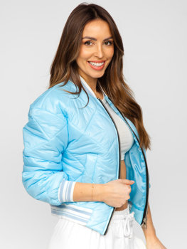 Синя жіноча стьобана демісезонна куртка-бомбер Bolf 82556