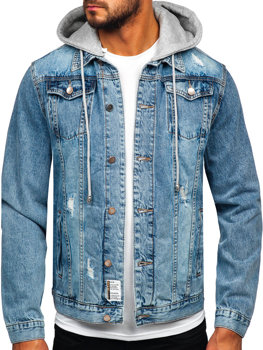 Синя чоловіча джинсова куртка з капюшоном Bolf MJ505BC