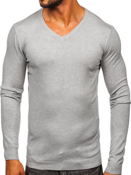 Сірий чоловічий светр з V-подібним вирізом Bolf MMB601