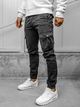 Сірі тканинні чоловічі штани-джоггери карго Bolf JM5502A