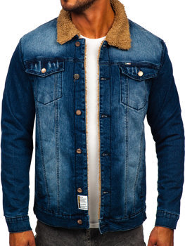 Темно-синя джинсова утеплена куртка чоловіча Bolf MJ520BS