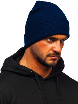 Темно-синя зимова утеплена чоловіча шапка YW09004M