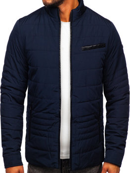 Темно-синя стьобана демісезонна чоловіча куртка Bolf 22M12