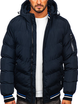 Темно-синя стьобана куртка чоловіча зимова Bolf 6971
