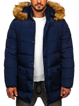 Темно-синя чоловіча зимова стьобана куртка Bolf 5M50