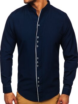 Темно-синя чоловіча сорочка з довгим рукавом Bolf 5720
