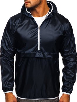 Темно-синя чоловіча спортивна куртка-анорак з капюшоном BOLF 5061