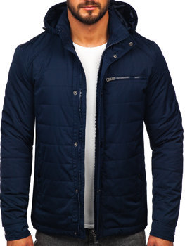 Темно-синя чоловіча стьобана демісезонна куртка Bolf EX2215