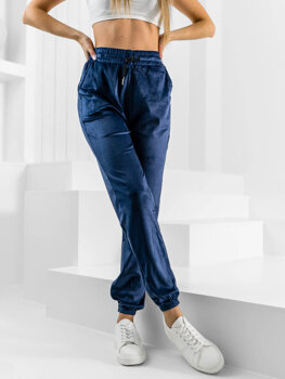 Темно-сині велюрові жіночі спортивні штани Bolf HL241