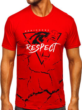 Червона бавовняна чоловіча футболка з принтом Bolf 5035