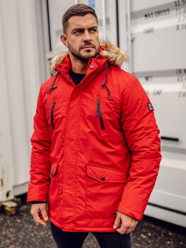 Червона куртка чоловіча зимова парка Аляска Bolf WX032A