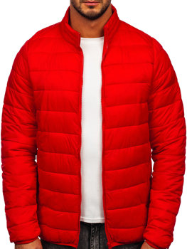 Червона стьобана демісезонна чоловіча куртка Bolf LY33