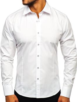 Чоловіча елегантна сорочка з довгим рукавом біла Bolf 1703