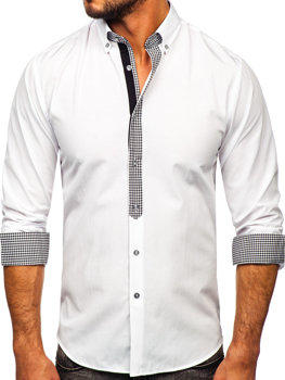 Чоловіча елегантна сорочка з довгим рукавом біла Bolf 6873-1