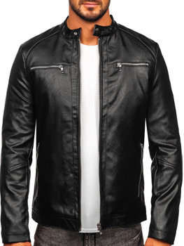 Чоловіча чорна шкіряна куртка Bolf 11Z8003-A
