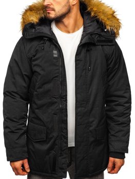 Чорна куртка чоловіча зимова парку Аляска Bolf HZ8109