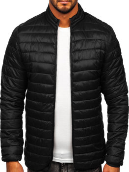 Чорна стьобана демісезонна чоловіча куртка Bolf LY33