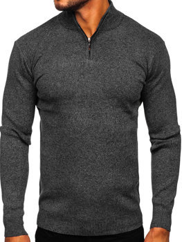 Чорний Чоловічий светр з коміром cтійка Bolf S8274