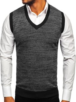 Чорний чоловічий светр без рукавів Bolf 8131