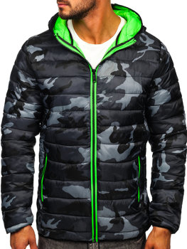 Чорно-зелена чоловіча демісезонна спортивна камуфляжна куртка Bolf SM83