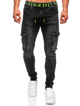 Чорні джинси джоггери штани карго чоловічі Bolf KA9582
