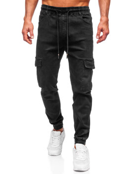 Чорні чоловічі джинси джогери-карго Bolf 8129