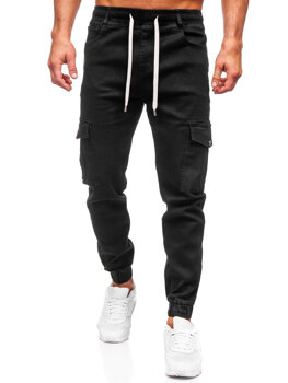 Чорні чоловічі тканинні штани джоггери-карго Bolf 8110