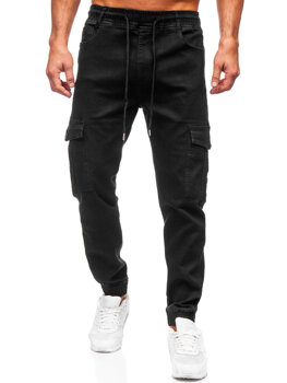 Чорні чоловічі тканинні штани джоггери-карго Bolf 8126