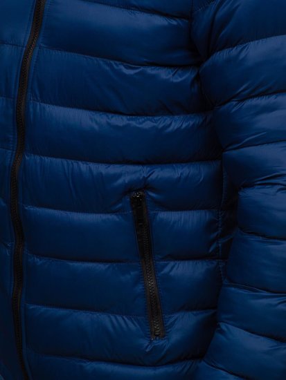 Куртка чоловіча демсезонна спортивна стьобана темно-синя Bolf JP1101