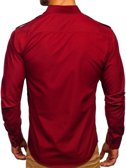 Сорочка чоловіча елегантна з довгим рукавом червона Bolf 1758