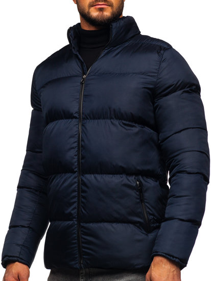 Темно-синя стьобана куртка чоловіча зимова Bolf 0025
