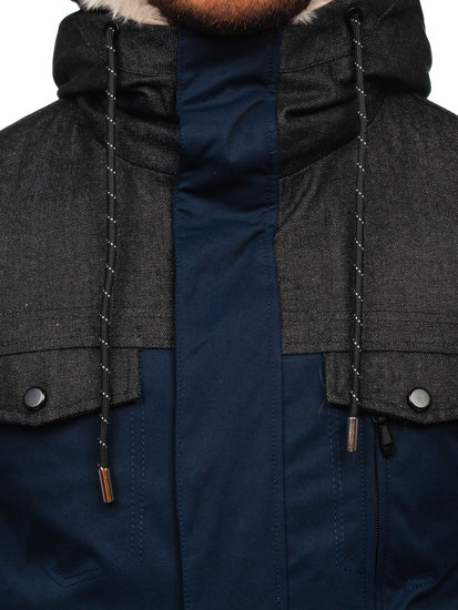 Темно-синя чоловіча зимова куртка парку Bolf 22M116