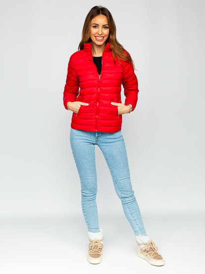 Темно-червона жіноча демісезонна стьобана куртка Bolf 1141