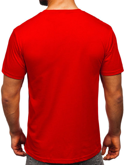 Червона чоловіча бавовняна футболка з принтом Bolf 14728