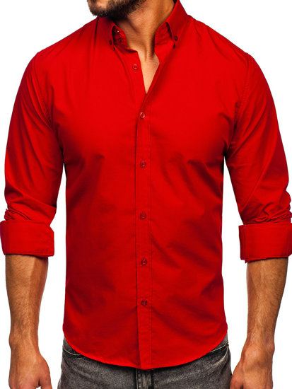 Червона чоловіча елегантна сорочка з довгим рукавом Denley 5821-1