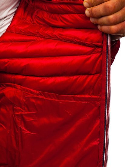 Червона чоловіча стьобана спортивна демісезонна куртка Bolf 6574