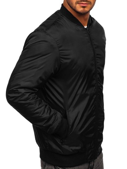 Чоловіча демісезонна куртка-бомбер чорна Bolf AK95