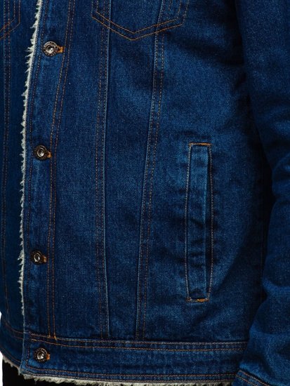Чоловіча джинсова куртка темно-синя Bolf 1109