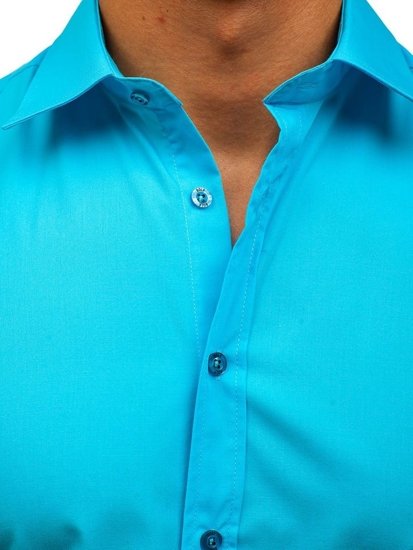 Чоловіча елегантна сорочка з довгим рукавом світло-синя Bolf 1703