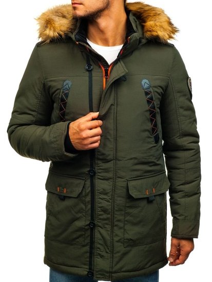 Чоловіча зимова куртка парка зелена Bolf 5312